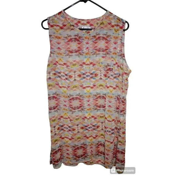 CAbi Avery Tunic Top Aztec Print Sheer Button Front Style #760 Size Large - Picture 1 of 6